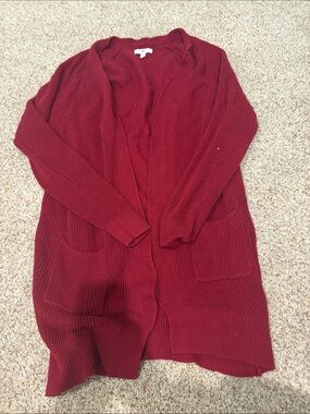bp Open-Front Long Cardigan - Wine Red